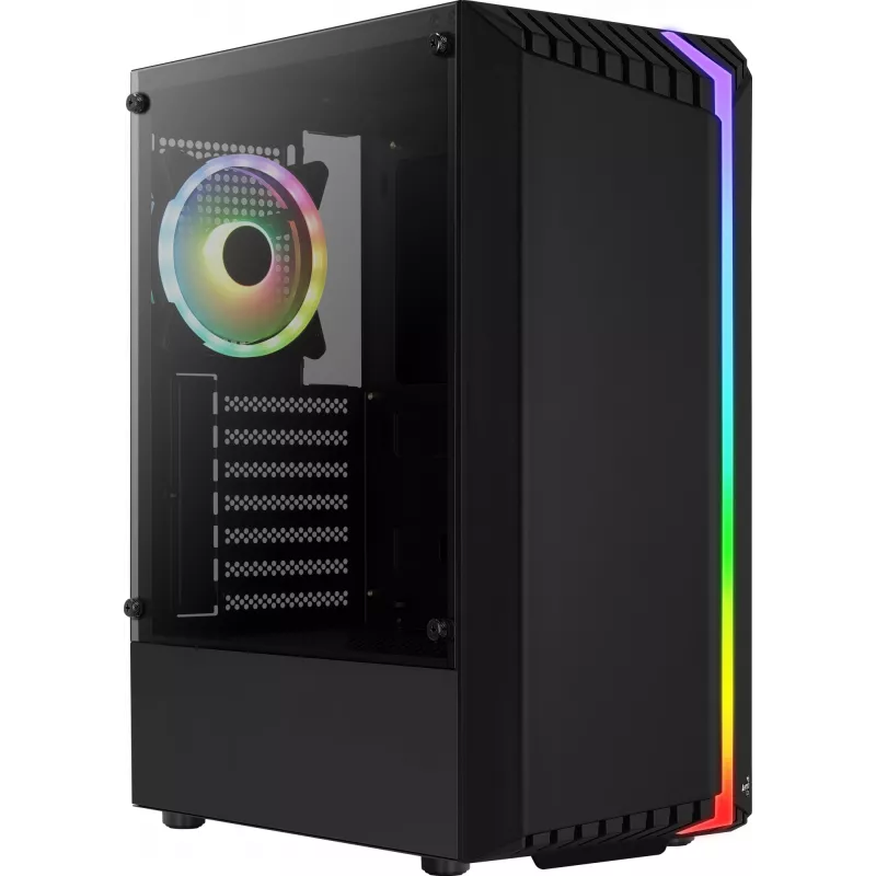 Aerocool Bionic V2 (PGS Bionic-G-BK-v2) κουτί υπολογιστή Midi Tower, ATX, RGB, ψημένο γυαλί, μαύρο