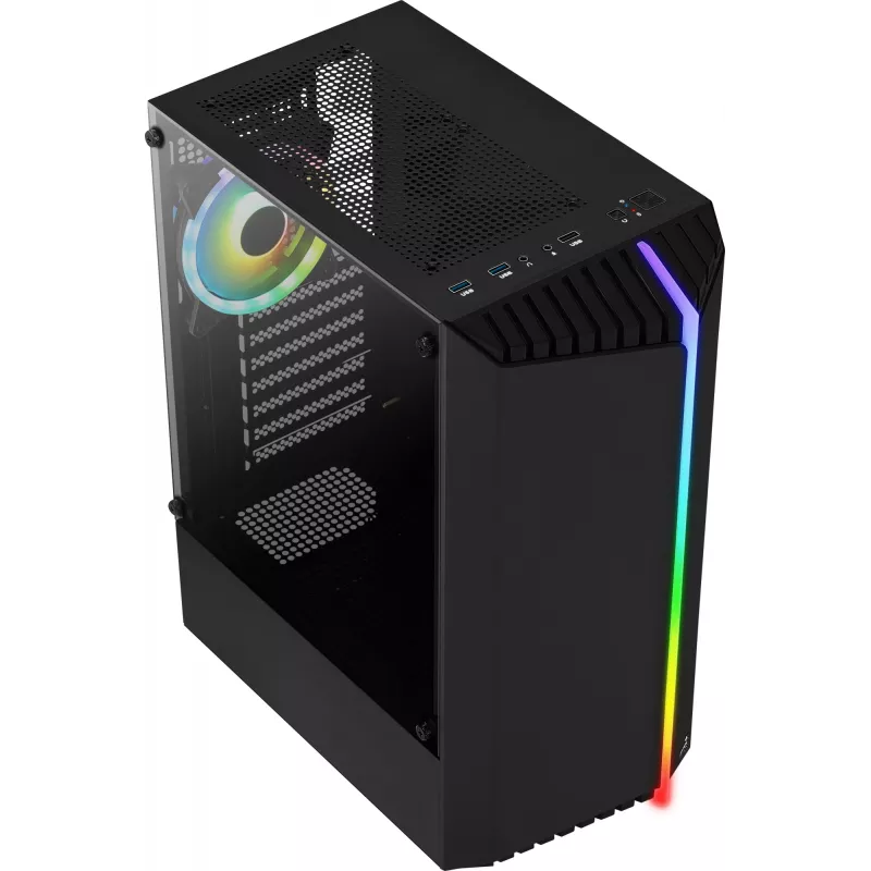 Aerocool Bionic V2 (PGS Bionic-G-BK-v2) κουτί υπολογιστή Midi Tower, ATX, RGB, ψημένο γυαλί, μαύρο