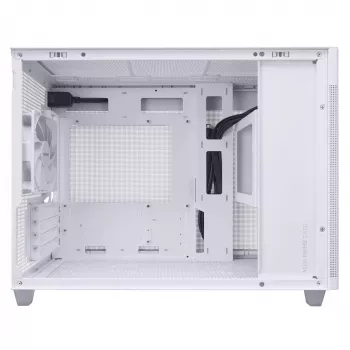 Κουτί υπολογιστή ASUS Prime AP201 MicroATX Mini Tower λευκό — υποστηρίζει microATX, GPU έως 338 mm, 3×3,5 ίντσες + 1×2,5 ίντσες δίσκους, USB-A 3.2 Gen1×2, USB-C 3.2 Gen2×1