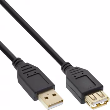InLine καλώδιο επέκτασης USB 2.0 Type-A αρσενικό / θηλυκή υποδοχή, επιχρυσωμένο, μαύρο, 1m