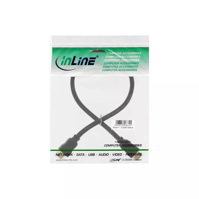 Καλώδιο InLine High Speed HDMI με Ethernet, M/M, μαύρο, επιχρυσωμένες επαφές, 3m