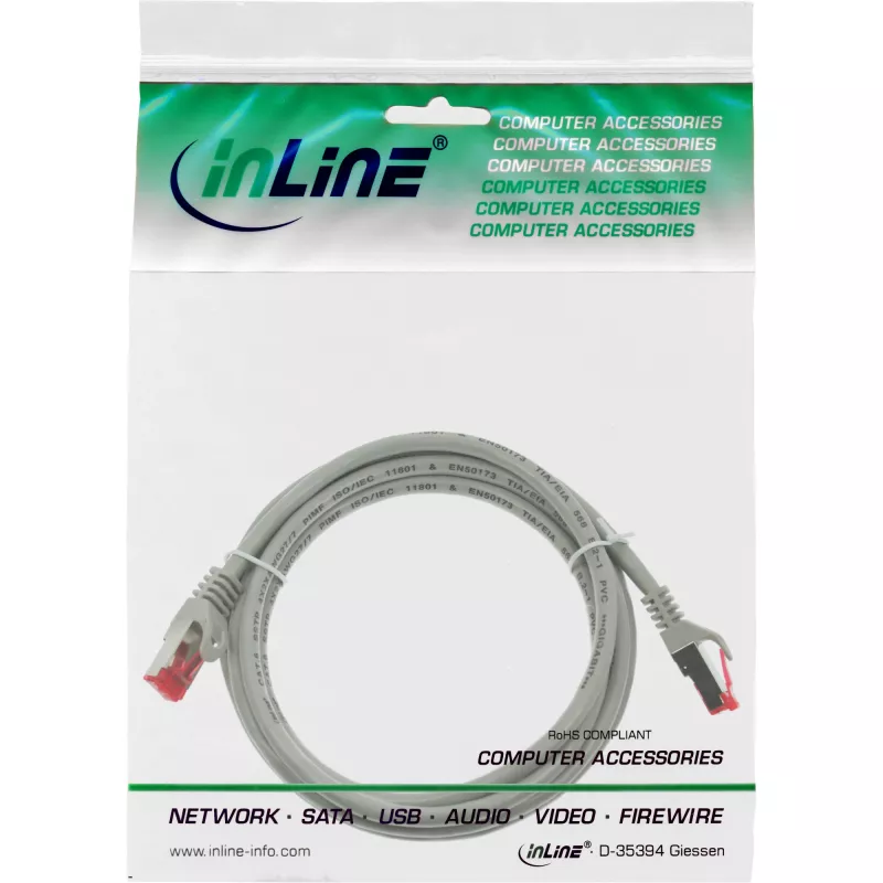 Καλώδιο δικτύου InLine S/FTP PiMF Cat.6 250MHz PVC Χαλκός γκρι 3m