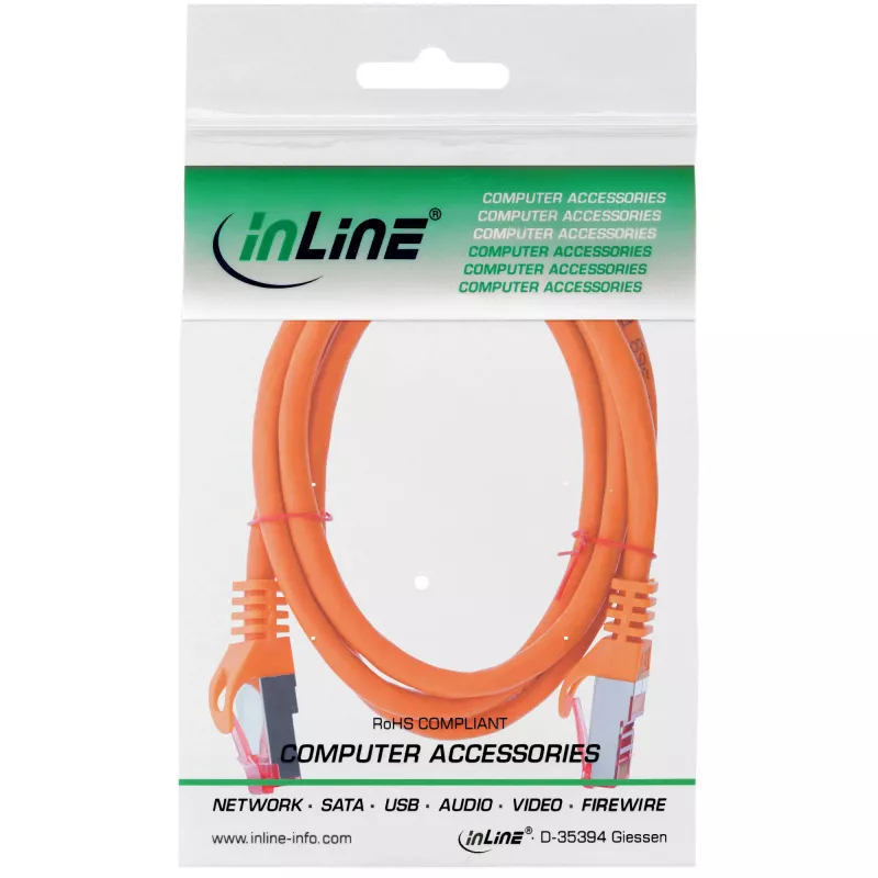 InLine Καλώδιο Patch S/FTP PiMF Cat.6 250MHz PVC Χαλκός Πορτοκαλί 2m