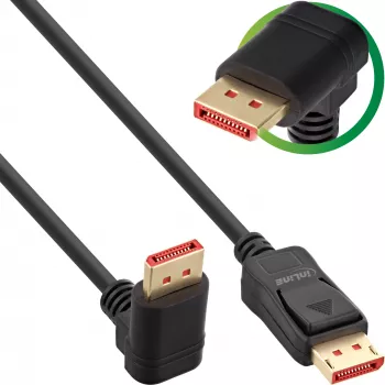 Καλώδιο DisplayPort 1.4 InLine 17151U 8K4K γωνιακό μαύρο/χρυσό 1m