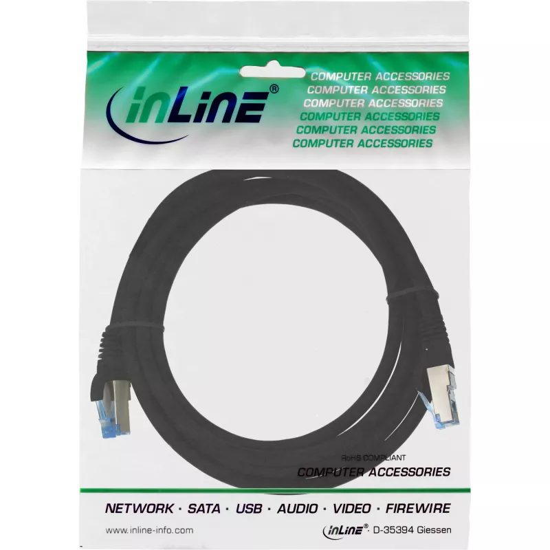 InLine Patch καλώδιο S/FTP PiMF Cat.6A αλογονούχο 500MHz μαύρο 1m