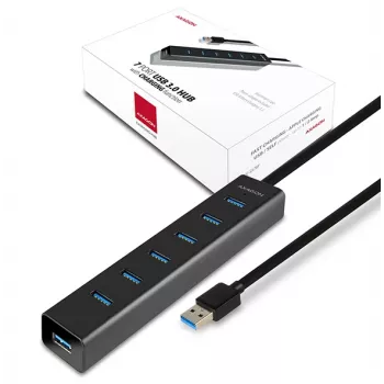 Axagon HUE-SA7BP 7x USB 3.0 ALU LADEHUB μαύρο με τροφοδοτικό