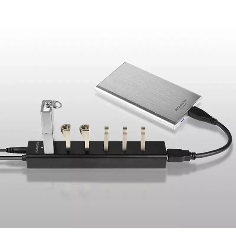 Axagon HUE-SA7BP 7x USB 3.0 ALU LADEHUB μαύρο με τροφοδοτικό