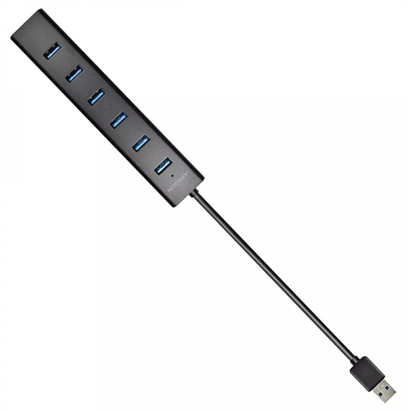 Axagon HUE-SA7BP 7x USB 3.0 ALU LADEHUB μαύρο με τροφοδοτικό