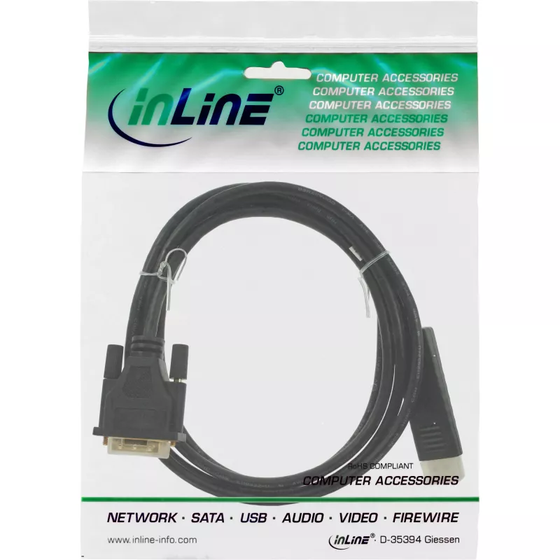 Καλώδιο μετατροπέα InLine DisplayPort σε DVI, μαύρο, 2 m
