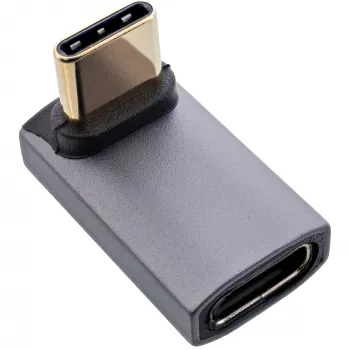 InLine Αντάπτορας USB4, βύσμα αρσενικό/υποδοχή θηλυκή USB-C γωνιακός πάνω/κάτω, Αλουμίνιο, γκρι