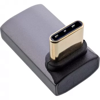 InLine Αντάπτορας USB4, βύσμα αρσενικό/υποδοχή θηλυκή USB-C γωνιακός πάνω/κάτω, Αλουμίνιο, γκρι