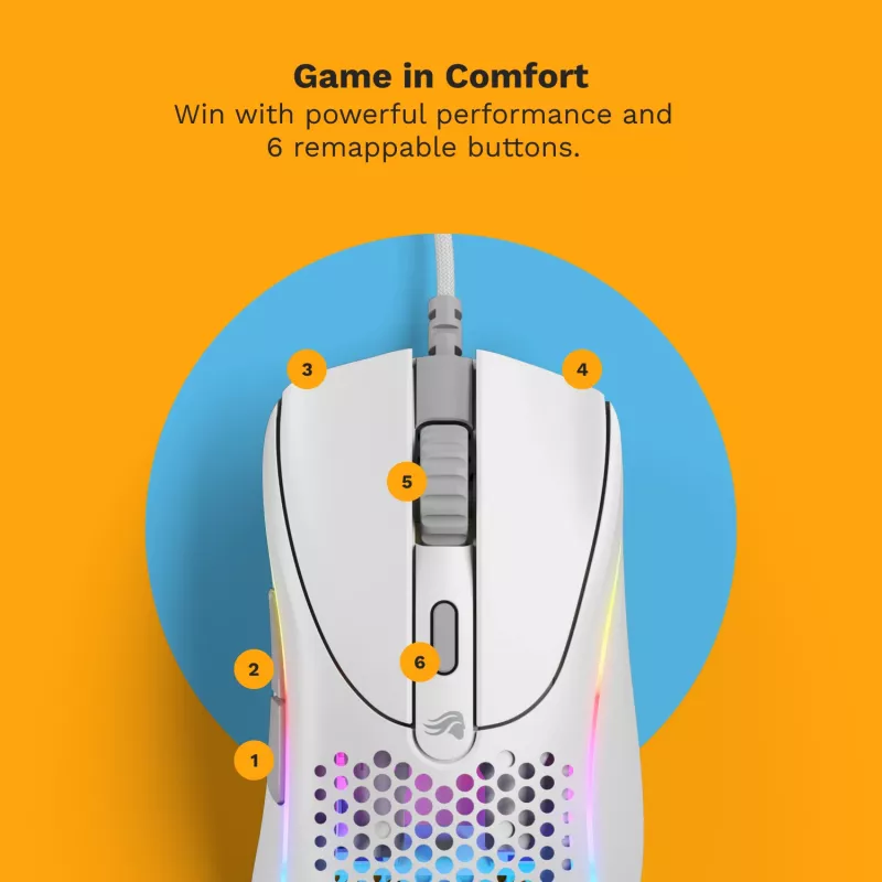 Glorious Gaming Glorious Model D 2 Wired - Ματ Λευκό, Δεξιόχειρας, Οπτικό, USB Type-A, 26000 DPI, Λευκό