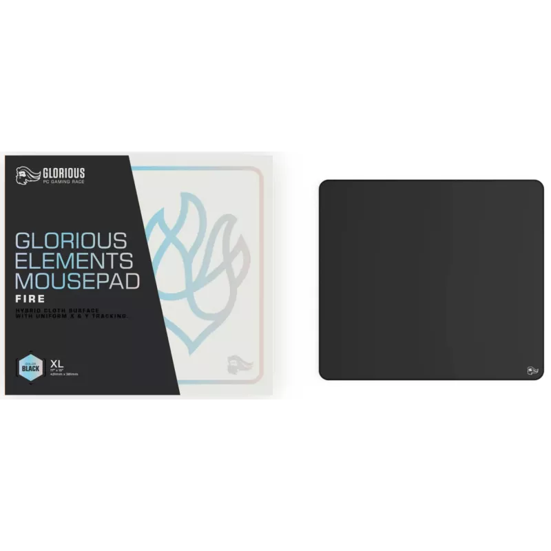 Glorious Gaming Glorious Element Mousepad - Fire, Μαύρο, Μονόχρωμο, Ύφασμα, Λάστιχο, Αντιολισθητική Βάση, Gaming Mousepad