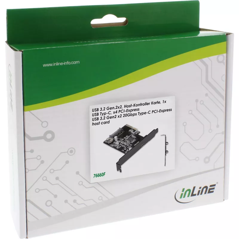 Κάρτα διεπαφής InLine 76660F, PCIe x4, USB 3.2 Gen 2x2 (20 Gb/s), 1x USB-C, χαμηλού προφίλ