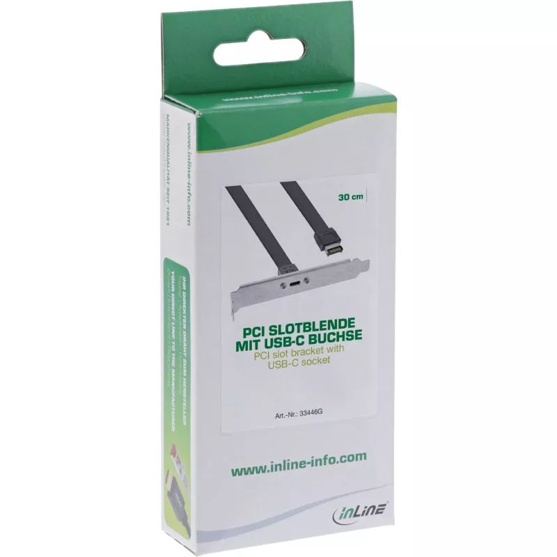 InLine PCI-Slotblende, USB-C σε USB 3.2 Frontpanel Key-A εσωτερικό, 0,3 m