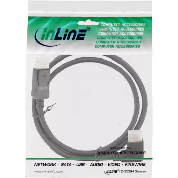 Καλώδιο InLine DisplayPort 1.4, 8K4K, ορθογώνιο, μαύρο/χρυσό, 1 m