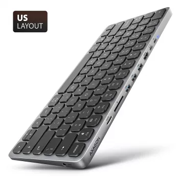 Axagon HMC-KB-US, USB 5Gbps Hub με πληκτρολόγιο, HDMI 4K/60Hz, 3x USB-A, SD/mSD, Ήχος, PD 100, US-Layout