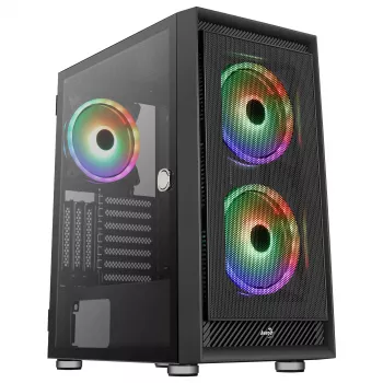 AeroCool Graphite v3 (Graphite-G-BK-v3) ACCM-PB24133.11 κουτί Midi Tower, ATX/MicroATX/Mini-ITX, πλαϊνό πάνελ από ψημένο γυαλί, χωρίς τροφοδοτικό, μαύρο