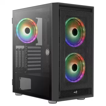 AeroCool Graphite v3 (Graphite-G-BK-v3) ACCM-PB24133.11 κουτί Midi Tower, ATX/MicroATX/Mini-ITX, πλαϊνό πάνελ από ψημένο γυαλί, χωρίς τροφοδοτικό, μαύρο