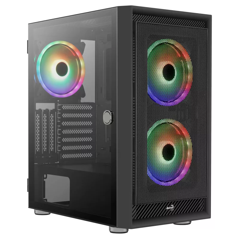 AeroCool Graphite v3 (Graphite-G-BK-v3) ACCM-PB24133.11 κουτί Midi Tower, ATX/MicroATX/Mini-ITX, πλαϊνό πάνελ από ψημένο γυαλί, χωρίς τροφοδοτικό, μαύρο