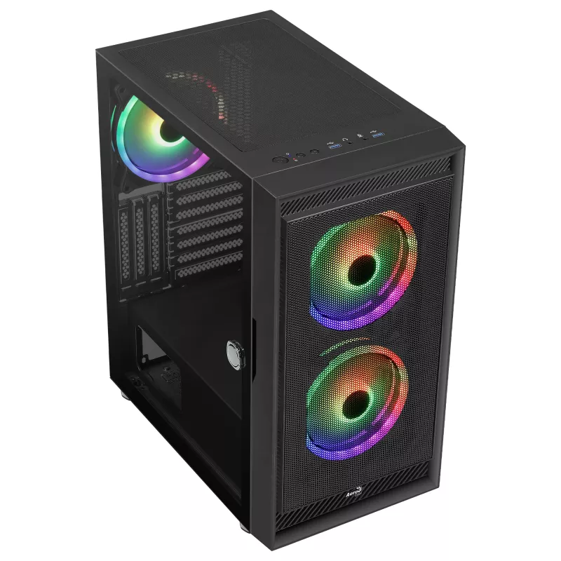 AeroCool Graphite v3 (Graphite-G-BK-v3) ACCM-PB24133.11 κουτί Midi Tower, ATX/MicroATX/Mini-ITX, πλαϊνό πάνελ από ψημένο γυαλί, χωρίς τροφοδοτικό, μαύρο