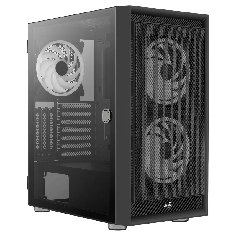 AeroCool Graphite v3 (Graphite-G-BK-v3) ACCM-PB24133.11 κουτί Midi Tower, ATX/MicroATX/Mini-ITX, πλαϊνό πάνελ από ψημένο γυαλί, χωρίς τροφοδοτικό, μαύρο