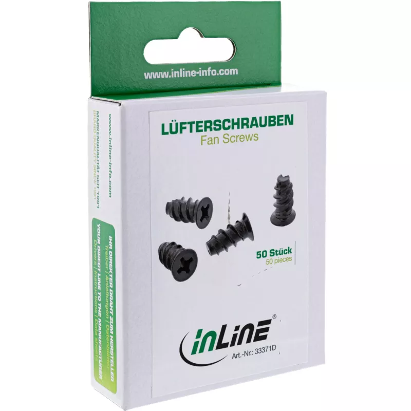 Βίδες ανεμιστήρα InLine 5,0x10,0mm μαύρες 50 τεμ.