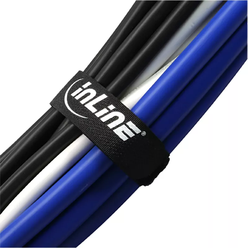 InLine Ταινίες καλωδίων hook-and-loop 20×200 mm, συσκευασία 10 τεμ., Μαύρο
