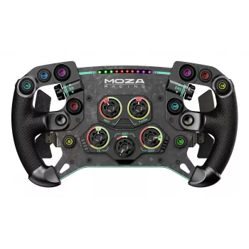 Moza Racing GS V2P τιμόνι, τιμόνι, ενσύρματο & ασύρματο, μαύρο, πλαστικό ενισχυμένο με ανθρακονήματα (CFK), ανθρακονήματα, δέρμα, μικροΐνες, ταχυσύνδεσμος, μπαταρία