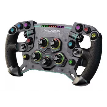 Moza Racing GS V2P τιμόνι, τιμόνι, ενσύρματο & ασύρματο, μαύρο, πλαστικό ενισχυμένο με ανθρακονήματα (CFK), ανθρακονήματα, δέρμα, μικροΐνες, ταχυσύνδεσμος, μπαταρία