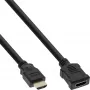 InLine καλώδιο HDMI, High Speed HDMI, M/F, μαύρο, χρυσές επαφές, 1 m