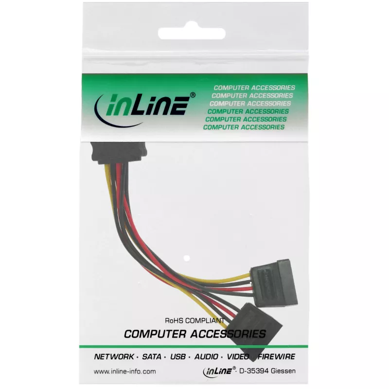 InLine Καλώδιο τροφοδοσίας SATA Y Υποδοχή SATA / 2x Βύσμα SATA 0,15 m