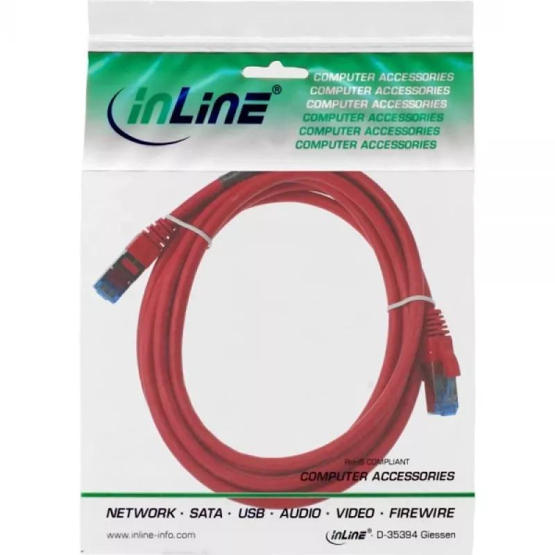 InLine Καλώδιο Patch S/FTP PiMF Cat.6A halogen free 500MHz κόκκινο 2m