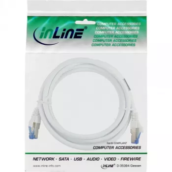 InLine Καλώδιο Patch S/FTP PiMF Cat.6A αλογονούχο 500MHz λευκό 1.5m