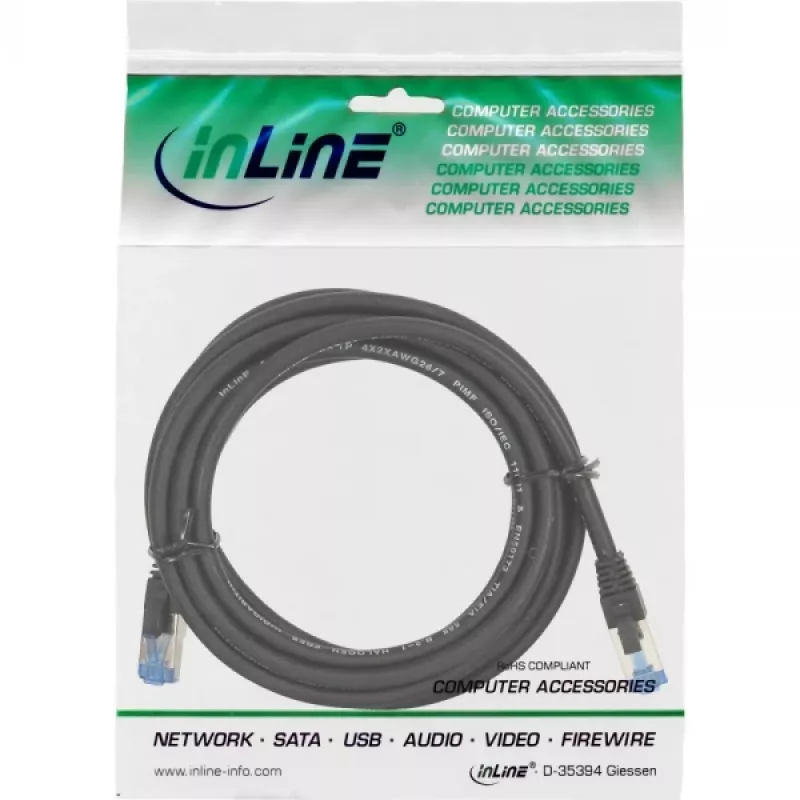 InLine Patch καλώδιο S/FTP PiMF Cat.6A χωρίς αλογόνα 500MHz μαύρο 10m