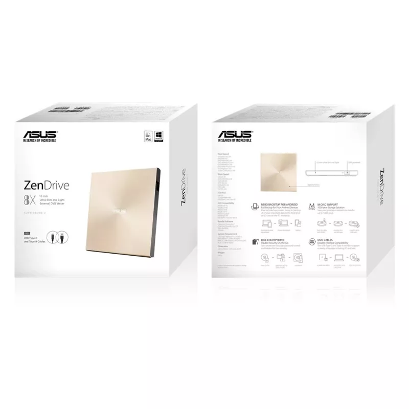ASUS ZenDrive U9M Οπτικός δίσκος DVD±RW Χρυσό