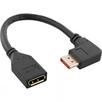 Καλώδιο προσαρμογέα InLine DisplayPort 1.4 M/F, 8K4K, γωνιακό δεξιά, μαύρο/χρυσό