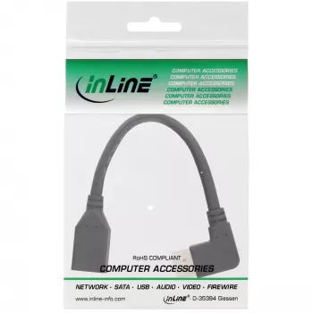 Καλώδιο προσαρμογέα InLine DisplayPort 1.4 M/F, 8K4K, γωνιακό δεξιά, μαύρο/χρυσό