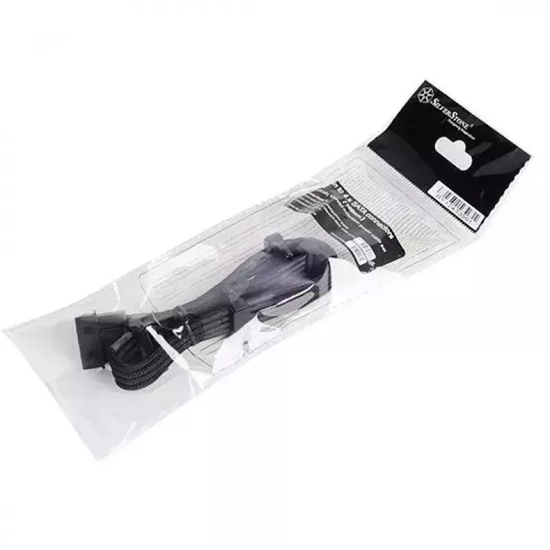 SilverStone SST-PP07-BTSB καλώδιο προέκτασης από Molex 4 ακίδων σε 4x SATA, 300 mm, μαύρο