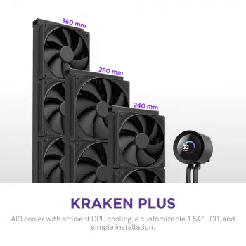 Υδρόψυκτρο All-in-One NZXT Kraken Plus 360 12 cm Μαύρο Fluid Dynamic Bearing