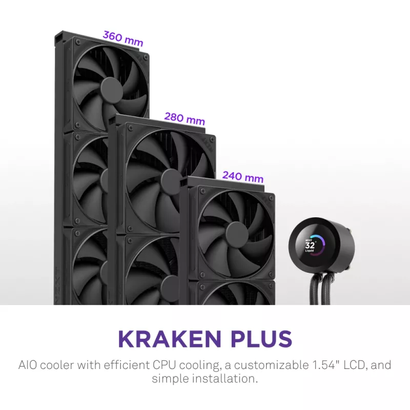 Υδρόψυκτρο All-in-One NZXT Kraken Plus 360 12 cm Μαύρο Fluid Dynamic Bearing