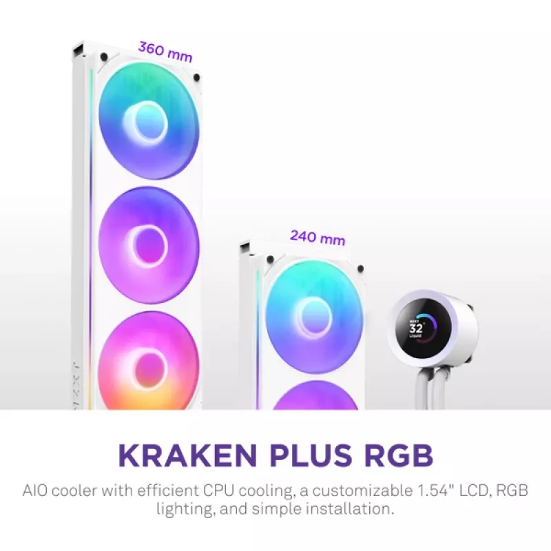 Υδρόψυκτρο All-in-One NZXT Kraken Plus 360 RGB Λευκό 500–2400 U/min