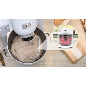 Bosch Serie 6 MUMS6EW22 κουζινομηχανή, 1600 W, σετ ζαχαροπλαστικής, εξάρτημα μπλέντερ, λευκό/ανοξείδωτο ατσάλι