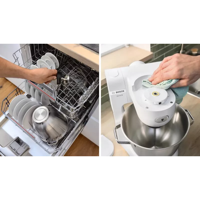 Bosch Serie 6 MUMS6EW22 κουζινομηχανή, 1600 W, σετ ζαχαροπλαστικής, εξάρτημα μπλέντερ, λευκό/ανοξείδωτο ατσάλι