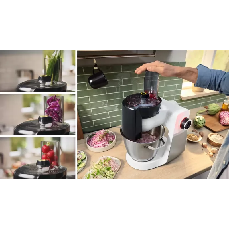 Bosch Serie 6 MUMS6EW22 κουζινομηχανή, 1600 W, σετ ζαχαροπλαστικής, εξάρτημα μπλέντερ, λευκό/ανοξείδωτο ατσάλι