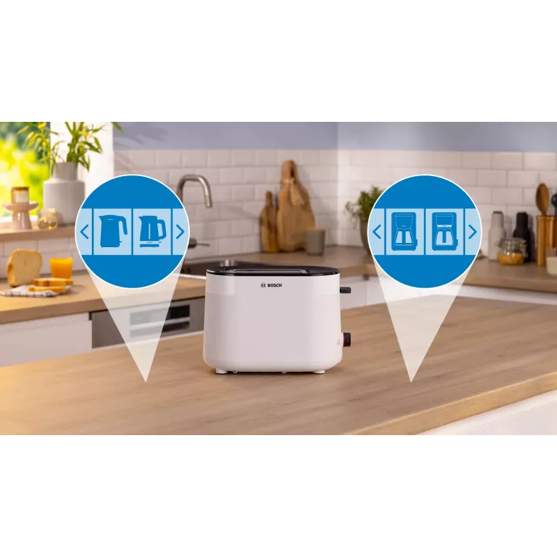 Bosch TAT2M121 Τοστιέρα 6 2 Φέτες 950 W Λευκή