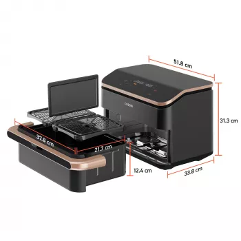 Cosori Dual Blaze Twinfry Chef Edition Διπλή 10 L Ελεύθερη 2800 W Φριτέζα θερμού αέρα Σκούρο γκρι, Ροζ χρυσό