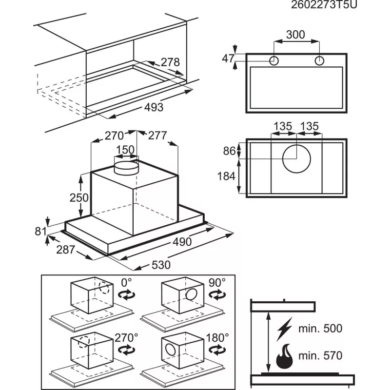 Electrolux LFG516X εντοιχιζόμενος απορροφητήρας, 54 cm, 600 m³/h (εντατική λειτουργία), 3 ταχύτητες, LED, τηλεχειριστήριο, ανοξείδωτος χάλυβας