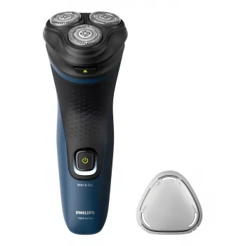 Ηλεκτρική ανδρική ξυριστική μηχανή Philips S1151/00 περιστροφική, 3 κεφαλές ξυρίσματος, μπαταρία NiMH, υγρό και στεγνό ξύρισμα, αυτονομία 40 λεπτά, μαύρο/μπλε