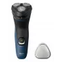 Ηλεκτρική ανδρική ξυριστική μηχανή Philips S1151/00 περιστροφική, 3 κεφαλές ξυρίσματος, μπαταρία NiMH, υγρό και στεγνό ξύρισμα, αυτονομία 40 λεπτά, μαύρο/μπλε